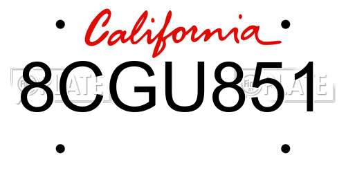 8CGU851 California License Plate