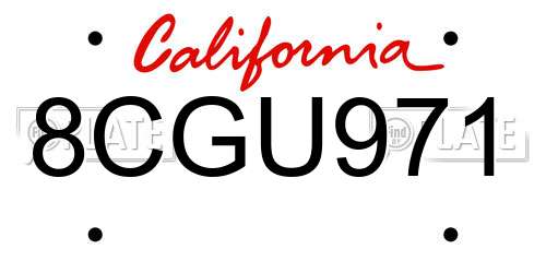8CGU971 California License Plate