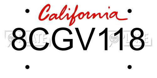 8CGV118 California License Plate