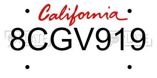 8CGV919 California License Plate