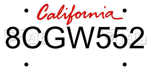 8CGW552 California License Plate