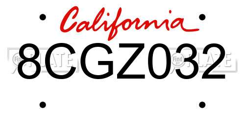 8CGZ032 California License Plate