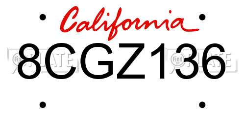 8CGZ136 California License Plate