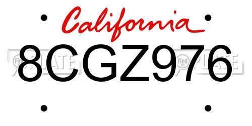 8CGZ976 California License Plate