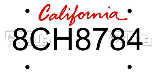 8CH8784 California License Plate