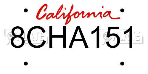 8CHA151 California License Plate