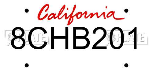 8CHB201 California License Plate