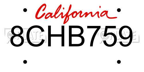 8CHB759 California License Plate