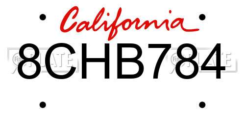 8CHB784 California License Plate
