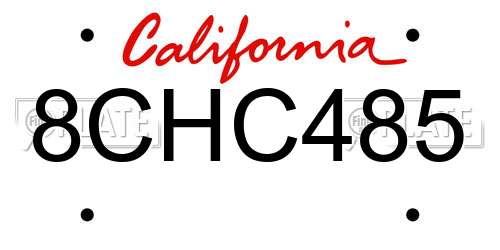 8CHC485 California License Plate