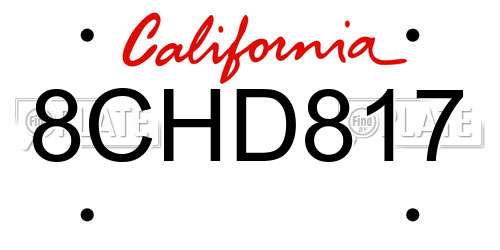 8CHD817 California License Plate