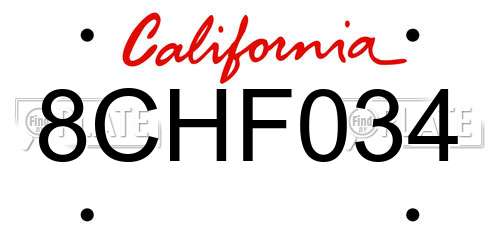8CHF034 California License Plate