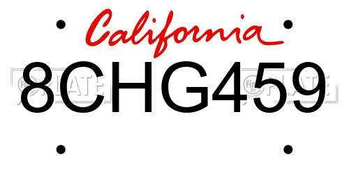 8CHG459 California License Plate