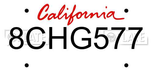 8CHG577 California License Plate