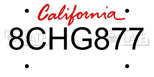 8CHG877 California License Plate