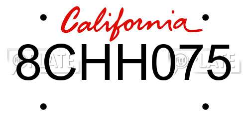 8CHH075 California License Plate