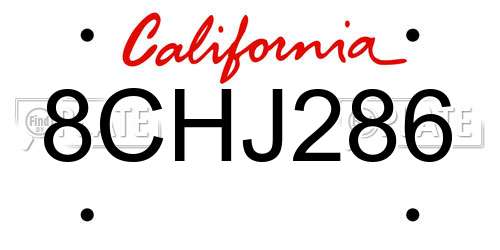 8CHJ286 California License Plate