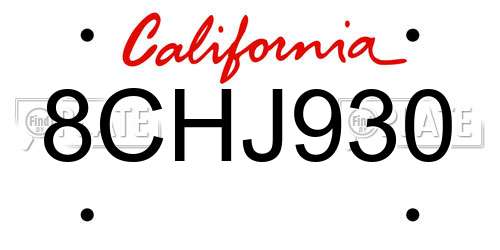 8CHJ930 California License Plate