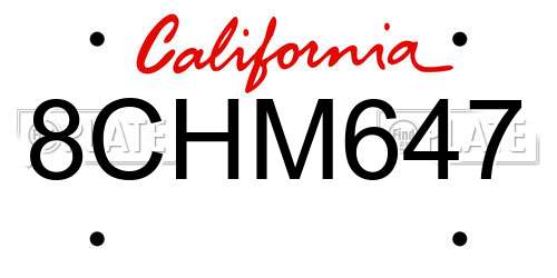 8CHM647 California License Plate