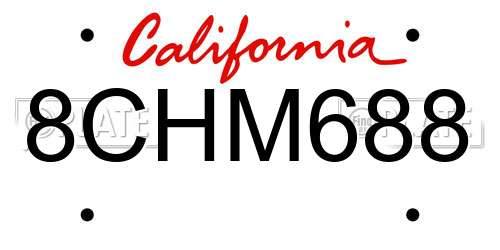 8CHM688 California License Plate