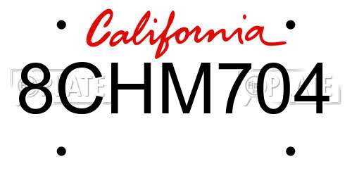 8CHM704 California License Plate