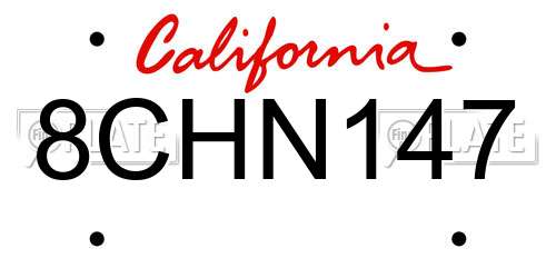 8CHN147 California License Plate