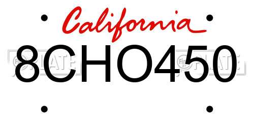 8CHO450 California License Plate