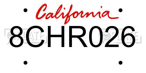 8CHR026 California License Plate