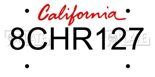8CHR127 California License Plate