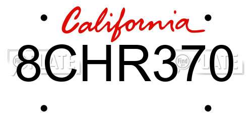 8CHR370 California License Plate