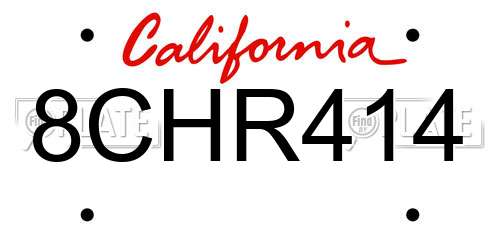8CHR414 California License Plate