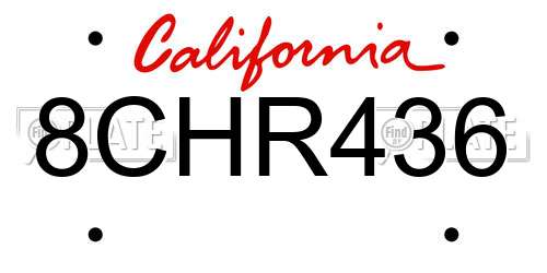 8CHR436 California License Plate
