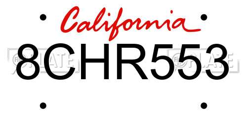 8CHR553 California License Plate