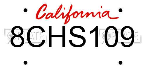 8CHS109 California License Plate