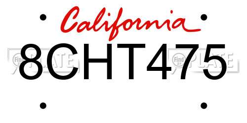8CHT475 California License Plate