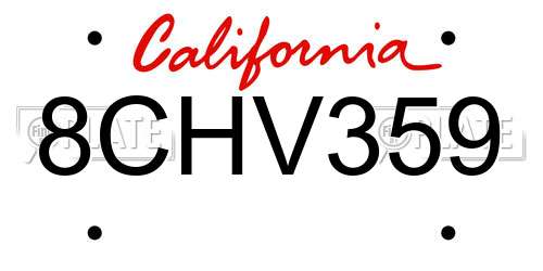8CHV359 California License Plate