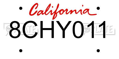 8CHY011 California License Plate
