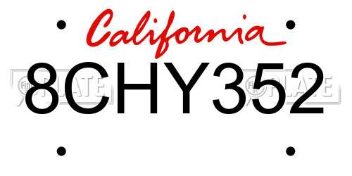 8CHY352 California License Plate