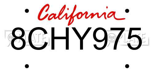 8CHY975 California License Plate