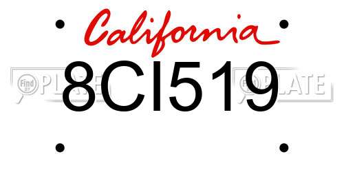 8CI519 California License Plate
