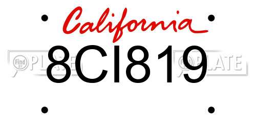 8CI819 California License Plate