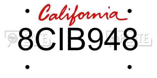 8CIB948 California License Plate