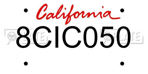 8CIC050 California License Plate