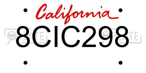 8CIC298 California License Plate