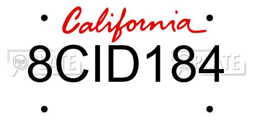 8CID184 California License Plate