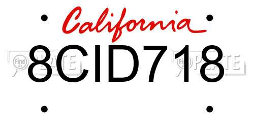 8CID718 California License Plate