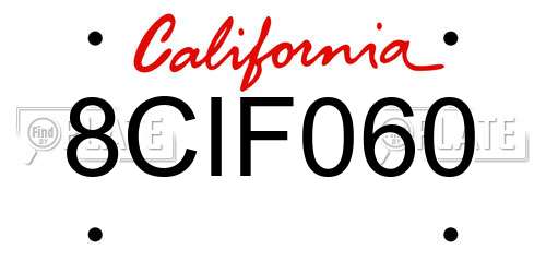 8CIF060 California License Plate
