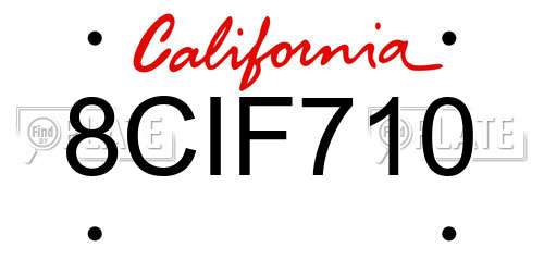 8CIF710 California License Plate