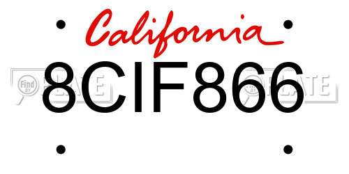 8CIF866 California License Plate