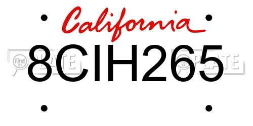 8CIH265 California License Plate